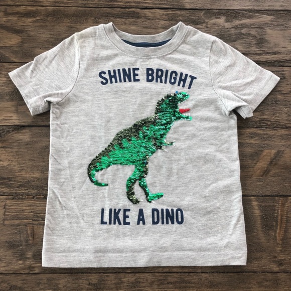 H&M Shirts & Tops | Hm Kids Sequin Flip Dino T Shirt T Rex School 34 | Poshmark